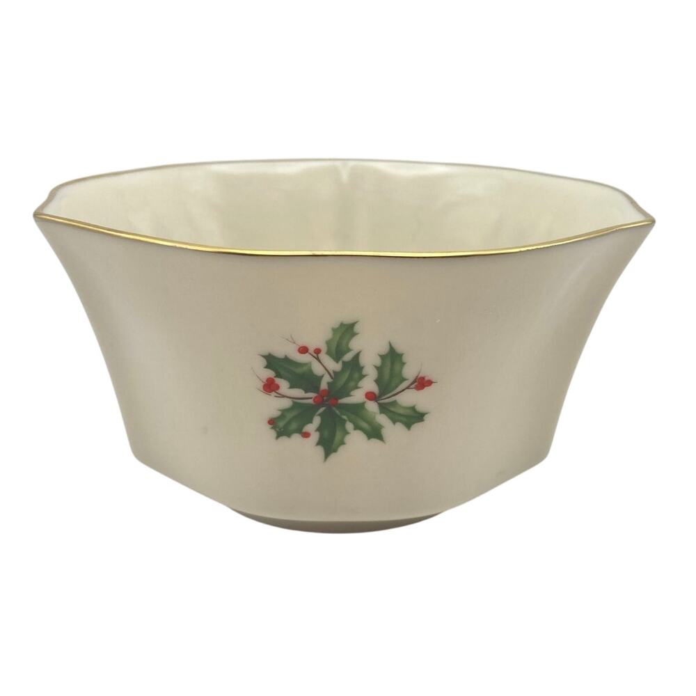 Lenox Holly Berry (Special) Gold Rim Small Octagon Bowl